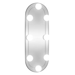 Berkfield Home Wall Mirror with LED Lights 15x40 cm Glass Oval in Silver - thumbnail 2