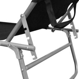 Berkfield Home Folding Sun Lounger with Canopy Black Aluminium - thumbnail 5