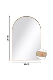 H&O Direct Metal Frame Wall Mirror Arch Vanity Mirror for Living Room Bedroom in Gold - thumbnail 4