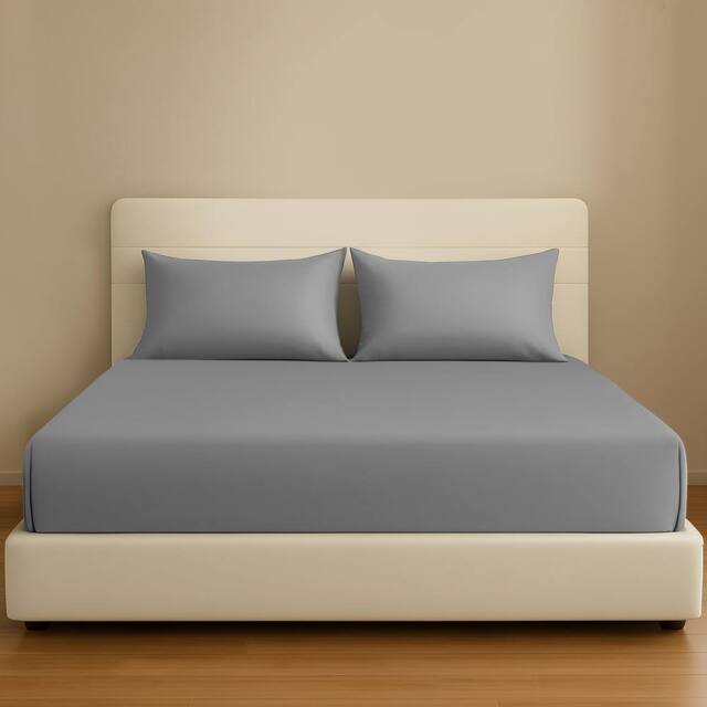 Pamposh 35cm Extra Deep Cotton Sateen Fitted Sheet - Soft & Smooth in Grey - Size: Single Fitted - image 1