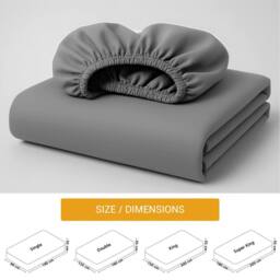 Pamposh 35cm Extra Deep Cotton Sateen Fitted Sheet - Soft & Smooth in Grey - Size: Single Fitted - thumbnail 8