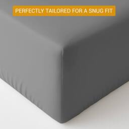 Pamposh 35cm Extra Deep Cotton Sateen Fitted Sheet - Soft & Smooth in Grey - Size: Single Fitted - thumbnail 7