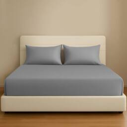 Pamposh 35cm Extra Deep Cotton Sateen Fitted Sheet - Soft & Smooth in Grey - Size: Single Fitted - thumbnail 1