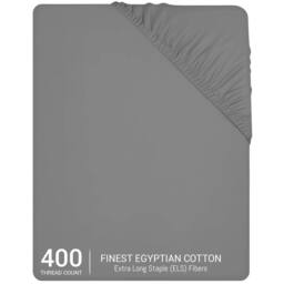 Pamposh 35cm Extra Deep Cotton Sateen Fitted Sheet - Soft & Smooth in Grey - Size: Single Fitted - thumbnail 2