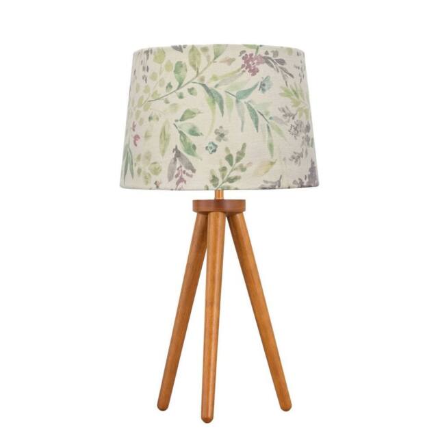 First Choice Lighting Voyage - Dark Oak Table Lamp or Bedside Light with Floral Shade in Brown - image 1
