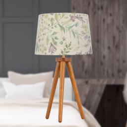 First Choice Lighting Voyage - Dark Oak Table Lamp or Bedside Light with Floral Shade in Brown - thumbnail 2