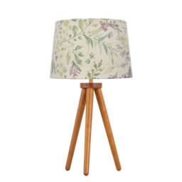 First Choice Lighting Voyage - Dark Oak Table Lamp or Bedside Light with Floral Shade in Brown