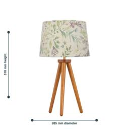 First Choice Lighting Voyage - Dark Oak Table Lamp or Bedside Light with Floral Shade in Brown - thumbnail 4