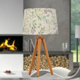 First Choice Lighting Voyage - Dark Oak Table Lamp or Bedside Light with Floral Shade in Brown - thumbnail 3