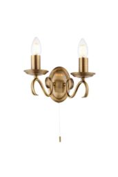 Netlighting Bernice 2 Light Indoor Candle Wall Light Antique Brass E14 in Gold - thumbnail 1
