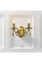 Netlighting Bernice 2 Light Indoor Candle Wall Light Antique Brass E14 in Gold - thumbnail 2