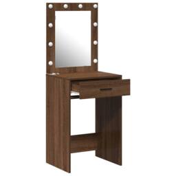 Berkfield Home Dressing Table with LED Lights Brown Oak 50x41x135 cm - Size: 50 x 41 x 135 cm - thumbnail 4