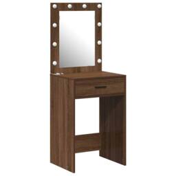 Berkfield Home Dressing Table with LED Lights Brown Oak 50x41x135 cm - Size: 50 x 41 x 135 cm - thumbnail 1