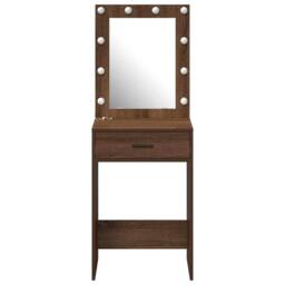 Berkfield Home Dressing Table with LED Lights Brown Oak 50x41x135 cm - Size: 50 x 41 x 135 cm - thumbnail 5