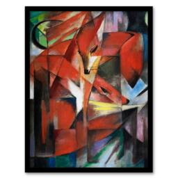 Artery8 Franz Marc Framed Wall Art The Foxes Colourful Abstract Painting - Size: A4 - thumbnail 1