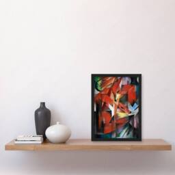 Artery8 Franz Marc Framed Wall Art The Foxes Colourful Abstract Painting - Size: A4 - thumbnail 2