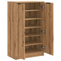 Berkfield Home Shoe Cabinet Artisian Oak 59x35x100.5 cm Engineered Wood in Brown - thumbnail 5