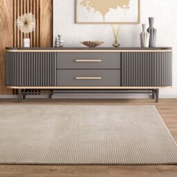 The Rug Shop UK Beige Modern Plain Striped Easy To Clean Area Rug - Size: 200 cm x 290 cm - thumbnail 2