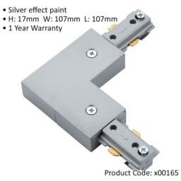 Loops Commercial Track Light L Corner Connector - 107mm x 107mm - Silver Rail System in Metallics - thumbnail 2