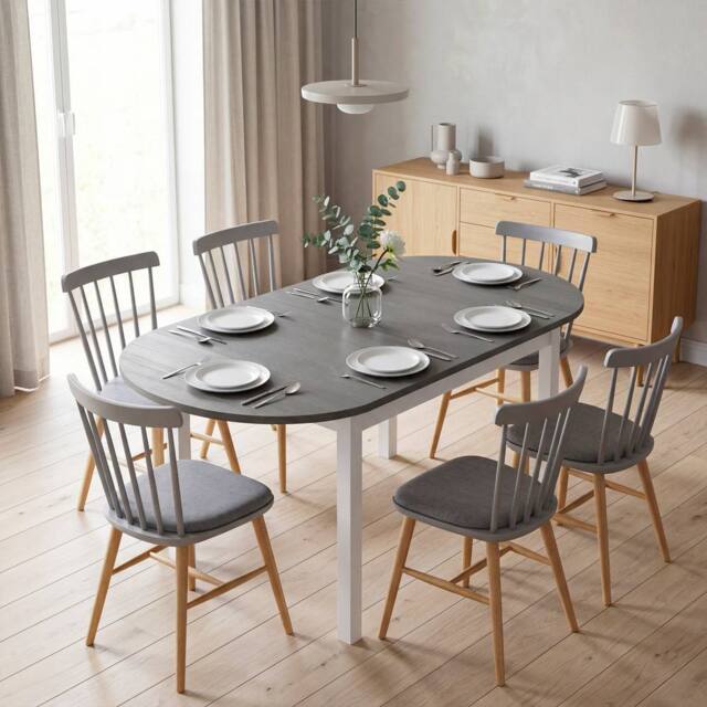 HOMCOM Foldable Dining Table, Solid Wood Drop Leaf Table, Grey - image 1