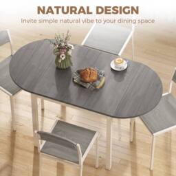 HOMCOM Foldable Dining Table, Solid Wood Drop Leaf Table, Grey - thumbnail 4