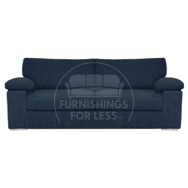 Furnishings For Less UK Delta Large Fabric 3 Seater Sofa With Padded Arms Jumbo Cord in Blue - image 1