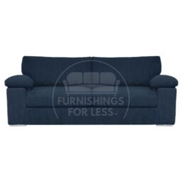 Furnishings For Less UK Delta Large Fabric 3 Seater Sofa With Padded Arms Jumbo Cord in Blue
