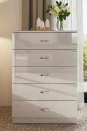 FWStyle Chilton White Gloss 5 Drawer Chest (H) 100cm (W) 70cm (D) 40cm - thumbnail 2