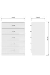 FWStyle Chilton White Gloss 5 Drawer Chest (H) 100cm (W) 70cm (D) 40cm - thumbnail 6