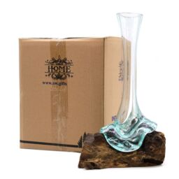 KDMD Molten Glass on Wood - Vase in Brown - thumbnail 5