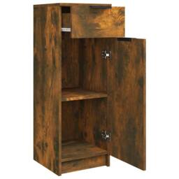 Berkfield Home Bathroom Cabinet Smoked Oak 32x34x90 cm Engineered Wood in Brown - Size: 32 x 34 x 90 cm - thumbnail 8
