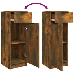 Berkfield Home Bathroom Cabinet Smoked Oak 32x34x90 cm Engineered Wood in Brown - Size: 32 x 34 x 90 cm - thumbnail 9