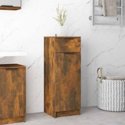 Berkfield Home Bathroom Cabinet Smoked Oak 32x34x90 cm Engineered Wood in Brown - Size: 32 x 34 x 90 cm - thumbnail 2