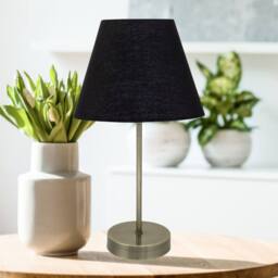 First Choice Lighting Set of 2 Antique Brass Stick Table Lamps with Black Fabric Shades in Bronze - thumbnail 3