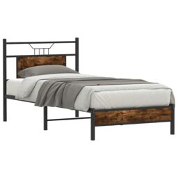 Berkfield Home Bed Frame without Mattress Smoked Oak 90x190 cm Single Engineered Wood in Brown - thumbnail 3