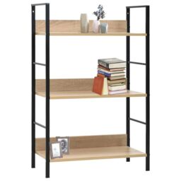 Berkfield Home 3-Layer Book Shelf Oak 60x27.6x90.5 cm Engineered Wood in Brown - thumbnail 2