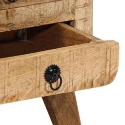 Berkfield Home Beautiful Bedside Cabinet 2 pcs 37x32x50 cm Solid Wood Rough Mango in Brown - Size: 37 x 32 x 50 cm - thumbnail 7