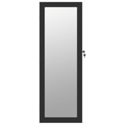 Berkfield Home Mirror Jewellery Cabinet Wall Mounted Black 37.5x10x106 cm - thumbnail 4