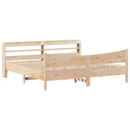 Berkfield Home Bed Frame with Headboard 180x200 cm Super King Solid Wood Pine in Brown - thumbnail 2