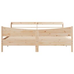 Berkfield Home Bed Frame with Headboard 180x200 cm Super King Solid Wood Pine in Brown - thumbnail 4