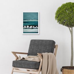 Artery8 Row Of White Fisherman Cottages Isle Of Jura Artwork Framed Wall Art Print A4 - thumbnail 2