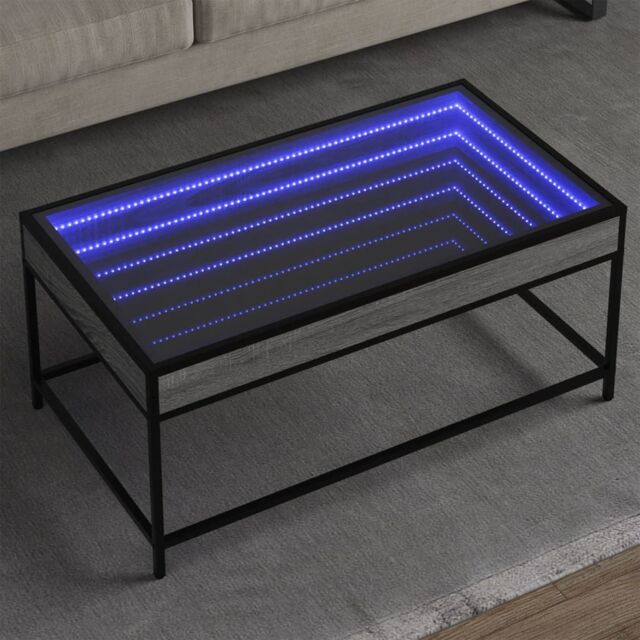 Berkfield Home Coffee Table with Infinity LED Grey Sonoma 90x50x41 cm - Size: 90 x 50 x 41 cm - image 1