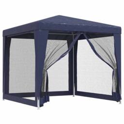 Berkfield Home Party Tent with 4 Mesh Sidewalls Blue 2.5x2.5 m HDPE - thumbnail 3
