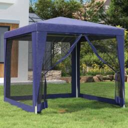 Berkfield Home Party Tent with 4 Mesh Sidewalls Blue 2.5x2.5 m HDPE - thumbnail 2