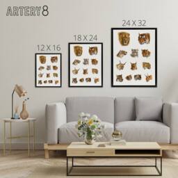 "Artery8 Wild Animal Safari Big Cats Illustration Lydekker Framed Canvas Art in White - Size: W12"" x H16""" - thumbnail 4