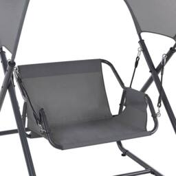 Wyld and Coco Single-Seat Patio Swing - Dark Grey Steel Frame Water-Repellent Canopy - thumbnail 7