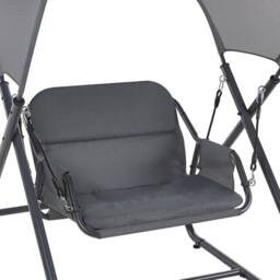 Wyld and Coco Single-Seat Patio Swing - Dark Grey Steel Frame Water-Repellent Canopy - thumbnail 6