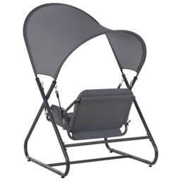 Wyld and Coco Single-Seat Patio Swing - Dark Grey Steel Frame Water-Repellent Canopy - thumbnail 5