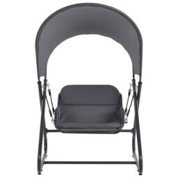 Wyld and Coco Single-Seat Patio Swing - Dark Grey Steel Frame Water-Repellent Canopy - thumbnail 3