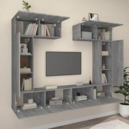 Berkfield Home 6 Piece TV Cabinet Set Grey Sonoma Engineered Wood - thumbnail 3